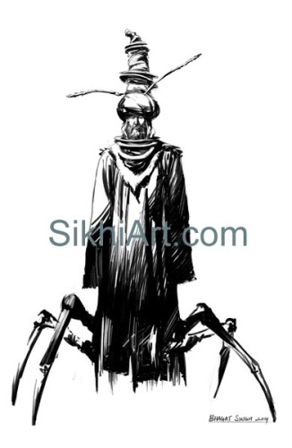 Lice Problem, Insect, Nihang, Warrior, Sikh Warrior, Sikh fantasy painting, Drawing, Sketch